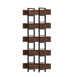 Artiss Bookshelf 5-Tier Bookcase Display Shelves Metal Storage Stand Rack Walnut - Front View