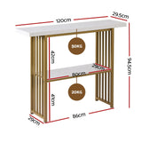 Artiss Console Table Marble Effect White&Gold - Side View