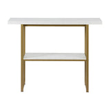 Artiss Console Table Marble Effect White&Gold - Top-Down View