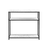 Artiss Console Table Marble Effect 3-Tier Sofa Entryway Side Table 90CM White - Front View