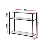 Artiss Console Table Marble Effect 3-Tier Sofa Entryway Side Table 90CM White - Side View