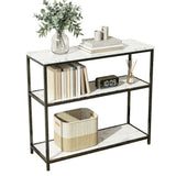 Artiss Console Table Marble Effect 3-Tier Sofa Entryway Side Table 90CM White - Top-Down View