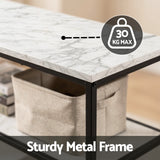 Artiss Console Table Marble Effect 3-Tier Sofa Entryway Side Table 90CM White - Close-Up Angle