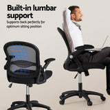 Artiss Computer Desk Mesh Office Chair Set Desks with Keyboard Shelf Try Black - Rear View