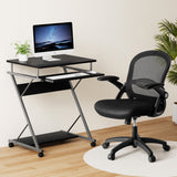 Artiss Computer Desk Mesh Office Chair Set Desks with Keyboard Shelf Try Black - Close-Up Angle