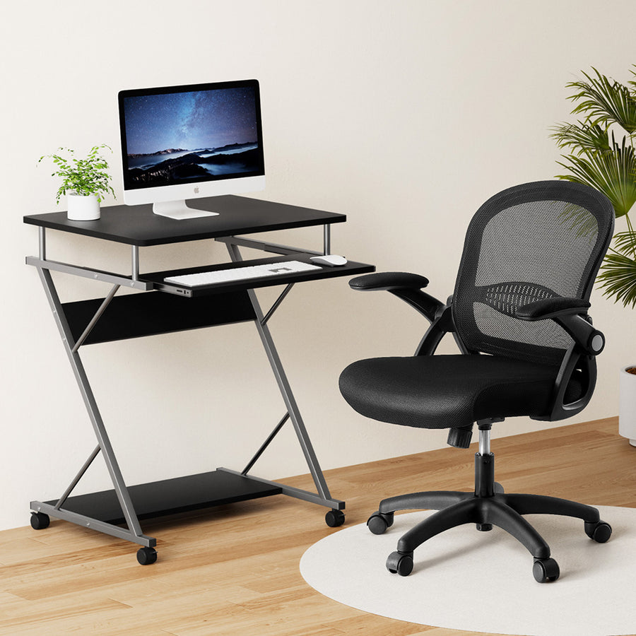 Artiss Computer Desk Mesh Office Chair Set Desks with Keyboard Shelf Try Black, image 7