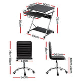 Artiss Computer Desk Office Chair Set Desks with Keyboard Shelf Try Black - Front View