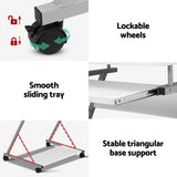 Artiss Computer Desk Keyboard Tray Shelf White 60CM - Rear View