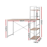 Artiss Computer Desk Shelf Oak 120CM - Front View