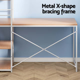 Artiss Computer Desk Shelf Oak 120CM - Rear View