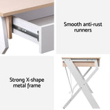 Artiss Computer Desk Drawer Oak 100CM - Rear View