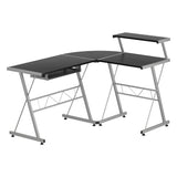 Artiss Computer Desk L-Shape Keyboard Tray Shelf Black - Low Angle