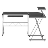 Artiss Computer Desk L-Shape Keyboard Tray Shelf Black - Side View