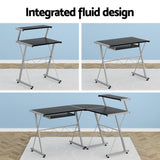 Artiss Computer Desk L-Shape Keyboard Tray Shelf Black - Top-Down View