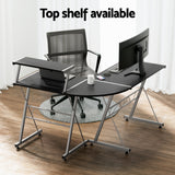 Artiss Computer Desk L-Shape Keyboard Tray Shelf Black - 45-Degree Angle