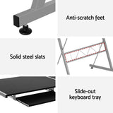 Artiss Computer Desk L-Shape Keyboard Tray Shelf Black - Rear View