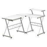 Artiss Computer Desk L-Shape Keyboard Tray Shelf White - Low Angle