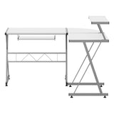 Artiss Computer Desk L-Shape Keyboard Tray Shelf White - Side View