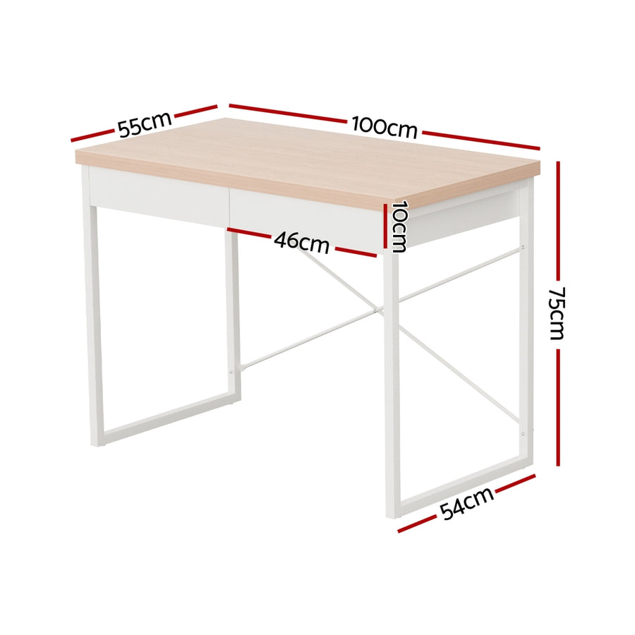 Artiss Computer Desk Drawer Storage Oak 100CM, Storage