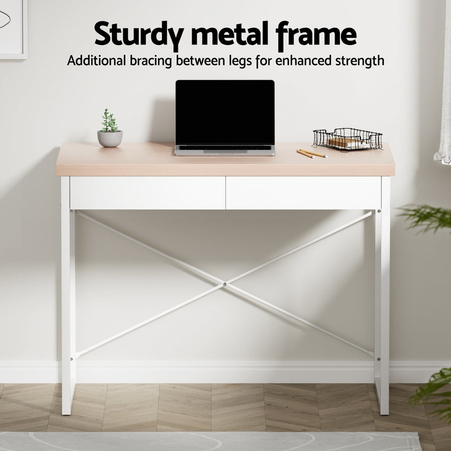 Artiss Computer Desk Drawer Storage Oak 100CM, image 4