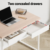 Artiss Computer Desk Drawer Storage Oak 100CM - 45-Degree Angle