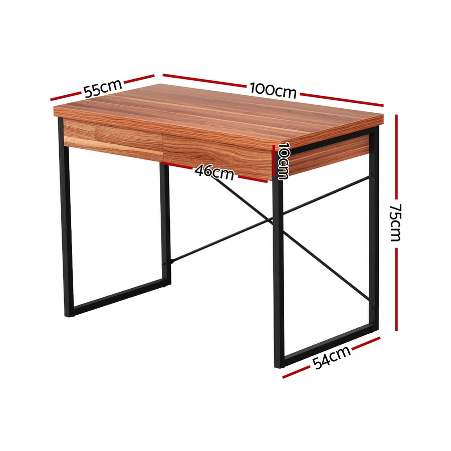 Artiss Computer Desk Drawer Storage Walnut 100CM, Storage