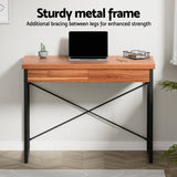 Artiss Computer Desk Drawer Storage Walnut 100CM - Top-Down View