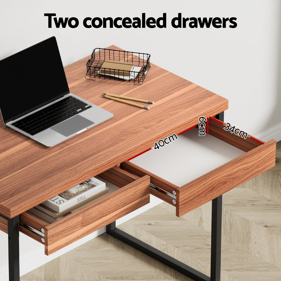 Artiss Computer Desk Drawer Storage Walnut 100CM, image 5