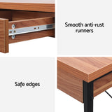 Artiss Computer Desk Drawer Storage Walnut 100CM - Rear View