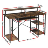 Artiss Computer Desk Laptop Desks Home Office Study Table Open Shelf Brown 120CM - Front View