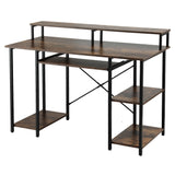 Artiss Computer Desk Laptop Desks Home Office Study Table Open Shelf Brown 120CM - Side View