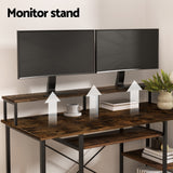 Artiss Computer Desk Laptop Desks Home Office Study Table Open Shelf Brown 120CM - Top-Down View