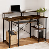 Artiss Computer Desk Laptop Desks Home Office Study Table Open Shelf Brown 120CM - Close-Up Angle