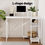 Artiss Computer Desk L-Shape Home Office Study Table Open Shelves White 100CM - Top-Down View