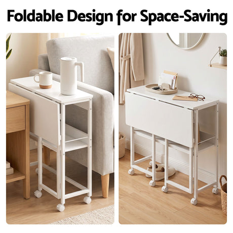 Artiss Foldable Computer Desk Mobile Study Table Workstation White 80cm, image 6