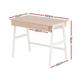 Artiss Computer Desk Drawer Cabinet Oak 100CM - Front View