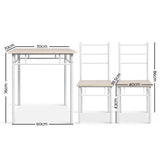 Artiss Dining Table And Chairs Set fo 3 Oak - Front View
