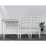 Artiss Dining Table And Chairs Set fo 3 Oak - Top-Down View