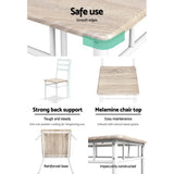 Artiss Dining Table And Chairs Set fo 3 Oak - Rear View