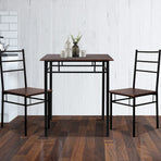 Artiss Dining Table And Chairs Set fo 3 Walnut