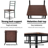 Artiss Dining Table And Chairs Set fo 3 Walnut - Rear View