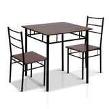 Artiss Dining Table And Chairs Set fo 3 Walnut - Low Angle