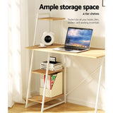 Artiss Computer Desk Bookshelf Storage Oak 100CM - Rear View