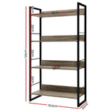 Artiss Bookshelf 4 Tiers - NOE Black and Oak - Top-Down View