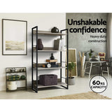 Artiss Bookshelf 4 Tiers - NOE Black and Oak - Close-Up Angle