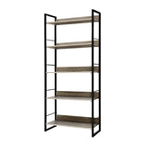 Artiss Bookshelf 5 Tiers - NOE Black and Oak - Side View