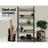 Artiss Bookshelf 5 Tiers - NOE Black and Oak - Rear View