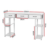 Artiss Computer Desk Drawer Shelves Study Table 120CM White - Front View