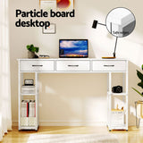 Artiss Computer Desk Drawer Shelves Study Table 120CM White - 45-Degree Angle