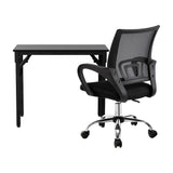 Artiss Computer Desk Mesh Office Chair Set Foldable Home Study Table Black - Side View